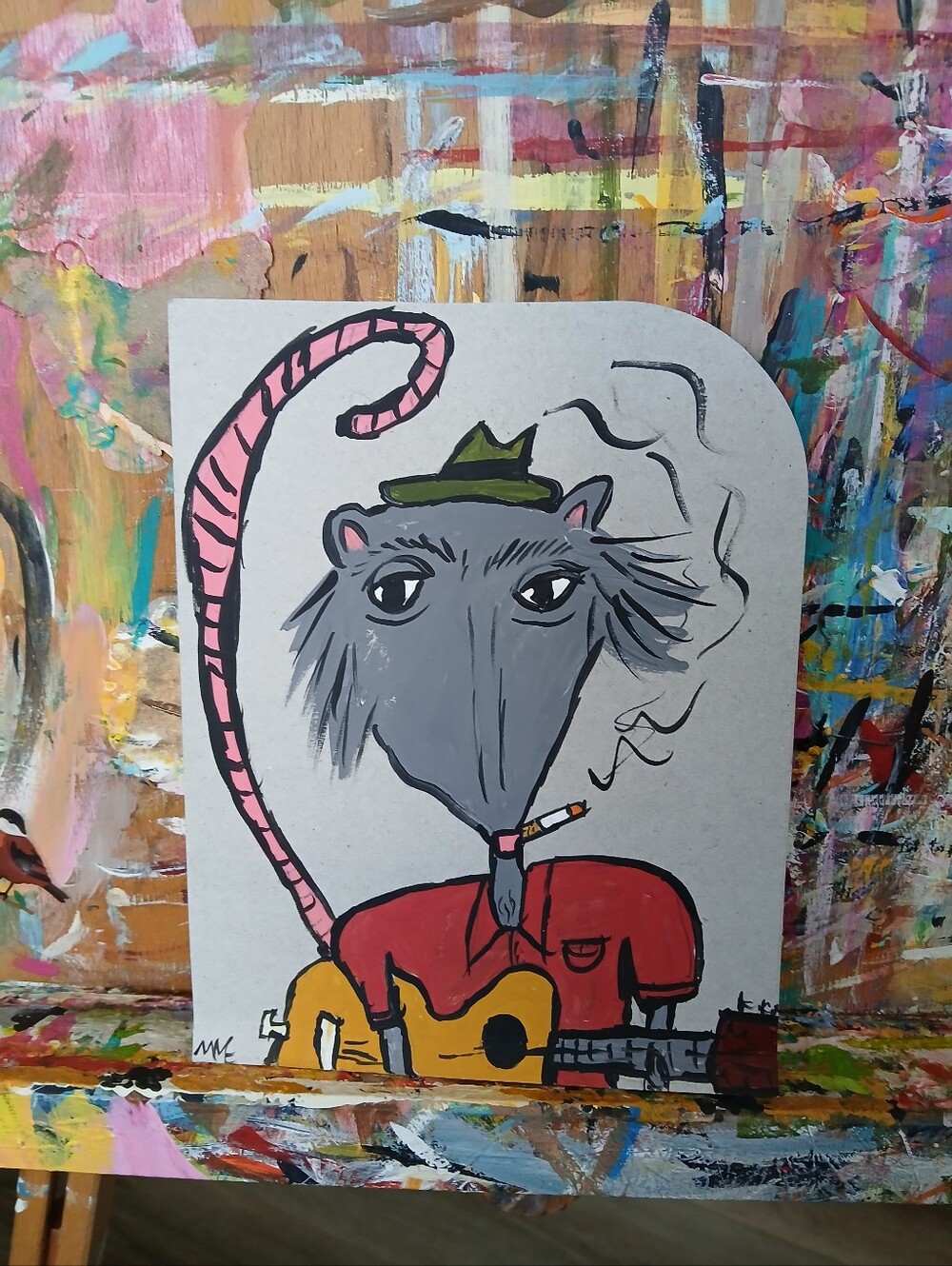 Possum Playing Guitar Painting